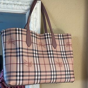 Burberry Pink and Brown reversible Checkered  Tote